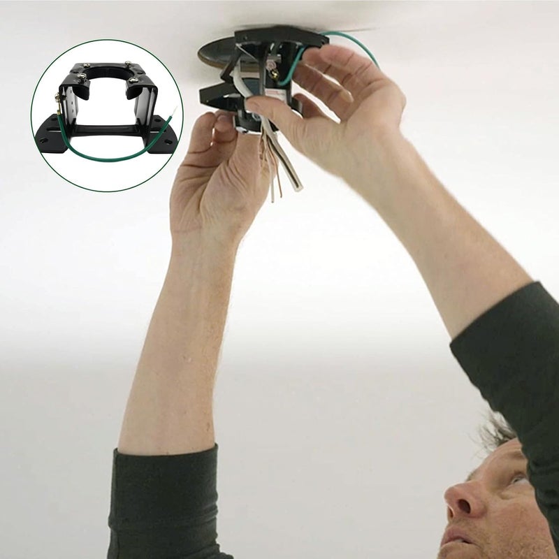 FEHEED 2PCS Ceiling Fan Mounting Bracket, Heavy-Duty Carbon Steel Sloped Cathedral Ceiling Canopy Bracket for High-Ceiling Applications with Ground Wire & Mounting Hardware (Black) - Image 5